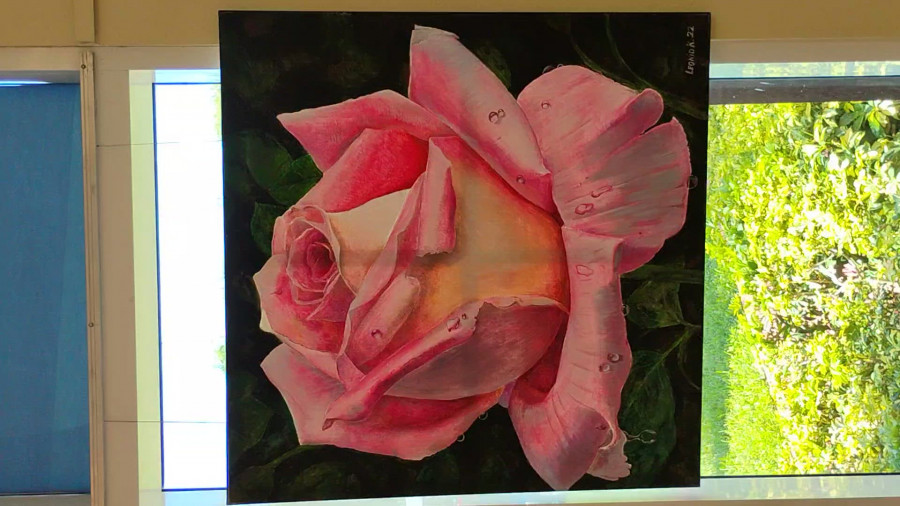 Rose with dew Painting by Leon Katz - Jose Art Gallery